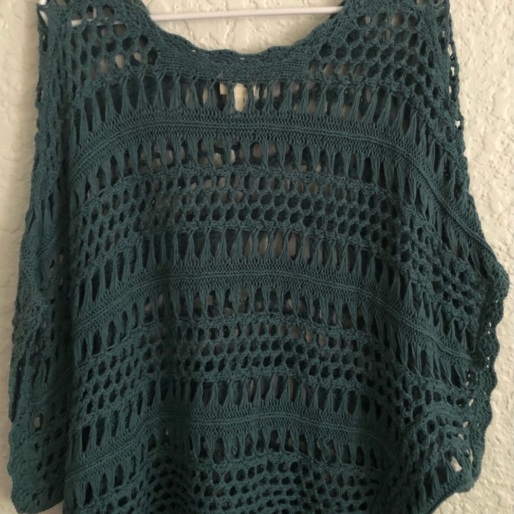 teal crochet top